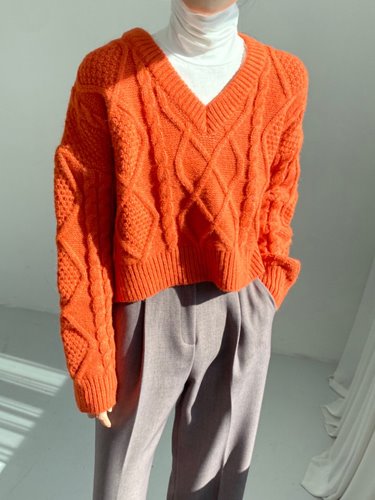 vivid orange crop wool knit